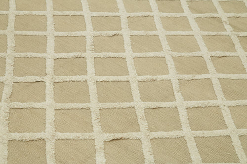 Nepal Geometric Bej Geometrik Yün Pamuk El Dokuma Halısı 274x366 Agacan