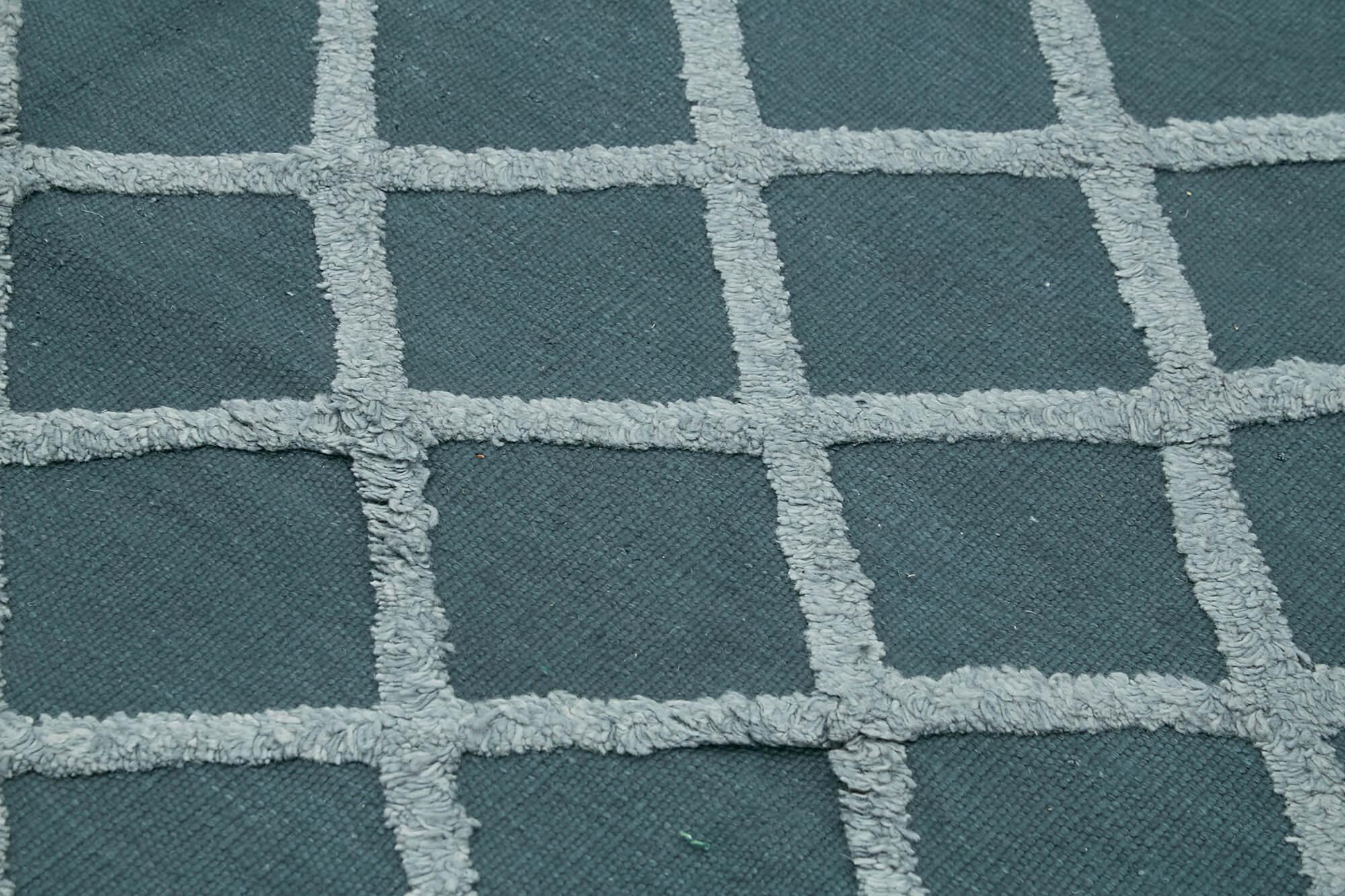 Nepal Geometric Mavi Geometrik Yün Pamuk El Dokuma Halısı 262x305 Agacan