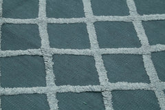 Nepal Geometric Mavi Geometrik Yün Pamuk El Dokuma Halısı 262x305 Agacan