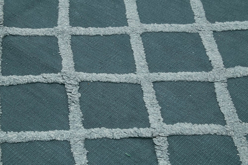 Nepal Geometric Mavi Geometrik Yün Pamuk El Dokuma Halısı 262x305 Agacan