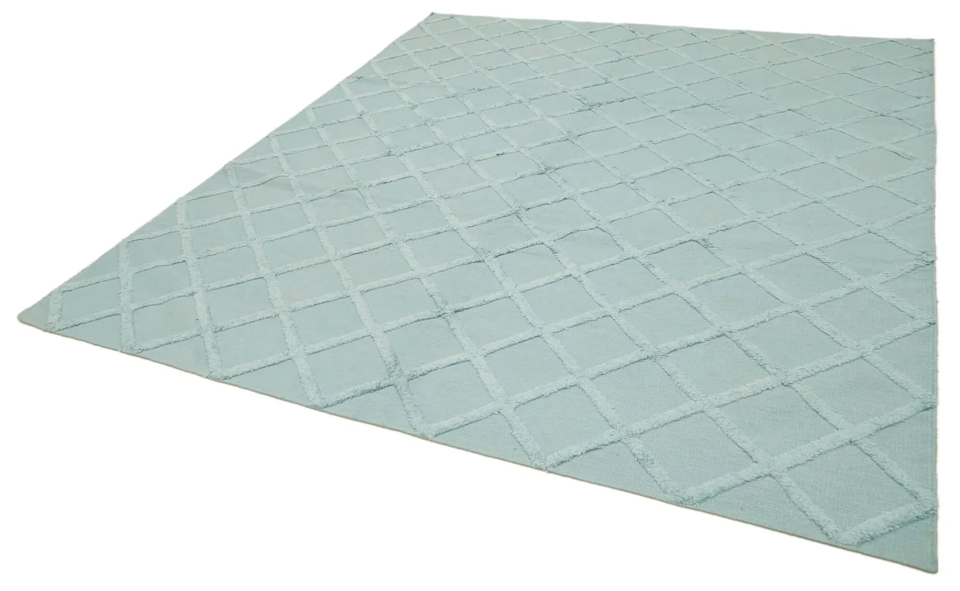 Nepal Geometric Mavi Geometrik Yün Pamuk El Dokuma Halısı 262x305 Agacan