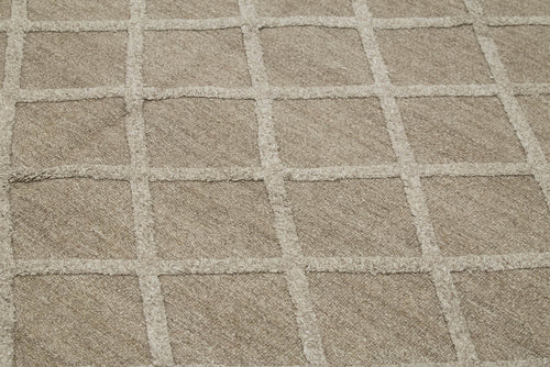 Nepal Geometric Kahverengi Geometrik Yün Pamuk El Dokuma Halısı 244x305 Agacan