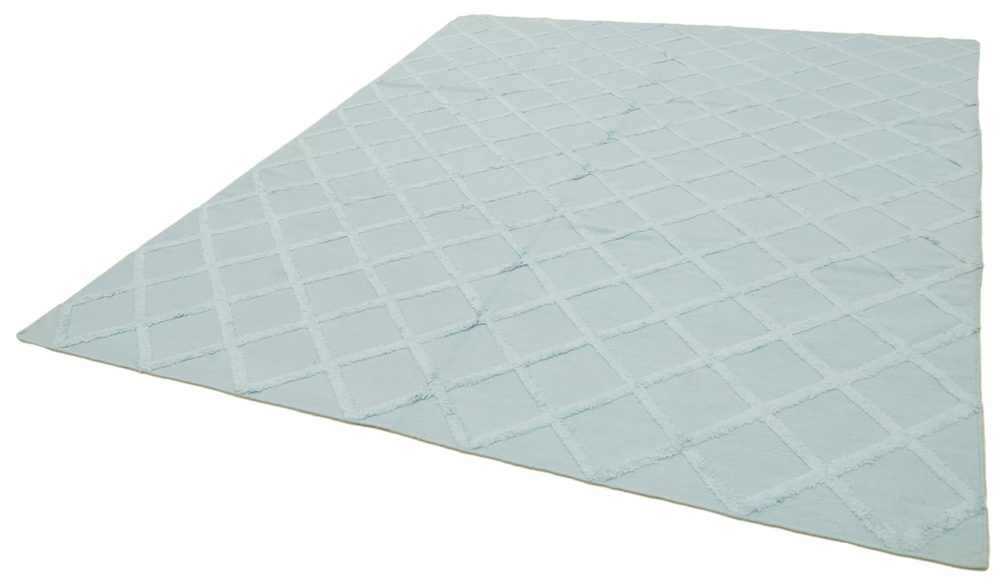 Nepal Geometric Mavi Geometrik Yün Pamuk El Dokuma Halısı 244x305 Agacan