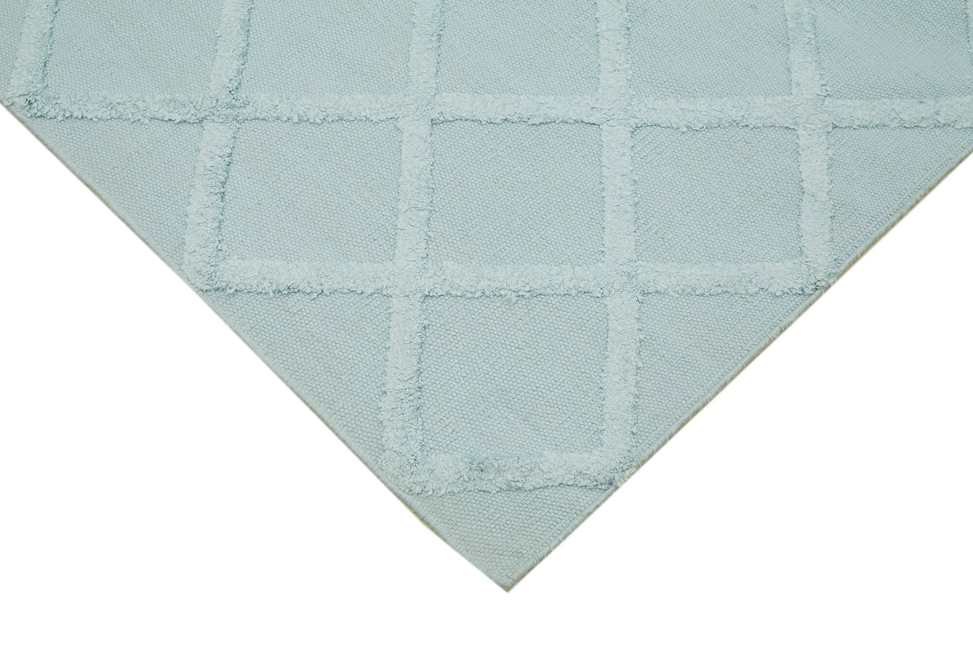 Nepal Geometric Mavi Geometrik Yün Pamuk El Dokuma Halısı 244x305 Agacan