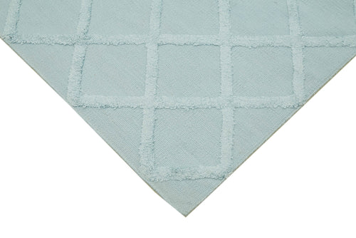 Nepal Geometric Mavi Geometrik Yün Pamuk El Dokuma Halısı 244x305 Agacan