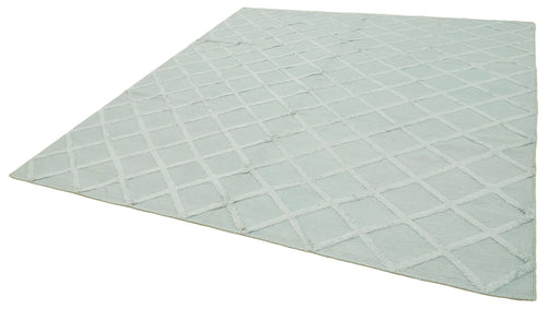 Nepal Geometric Mavi Geometrik Yün Pamuk El Dokuma Halısı 244x305 Agacan