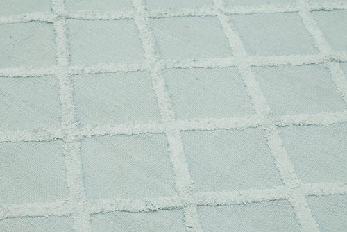 Nepal Geometric Mavi Geometrik Yün Pamuk El Dokuma Halısı 244x305 Agacan