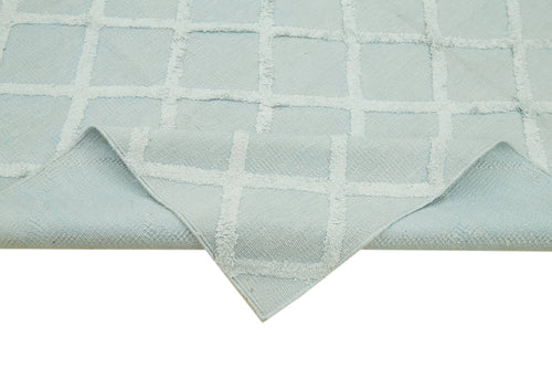 Nepal Geometric Mavi Geometrik Yün Pamuk El Dokuma Halısı 244x305 Agacan