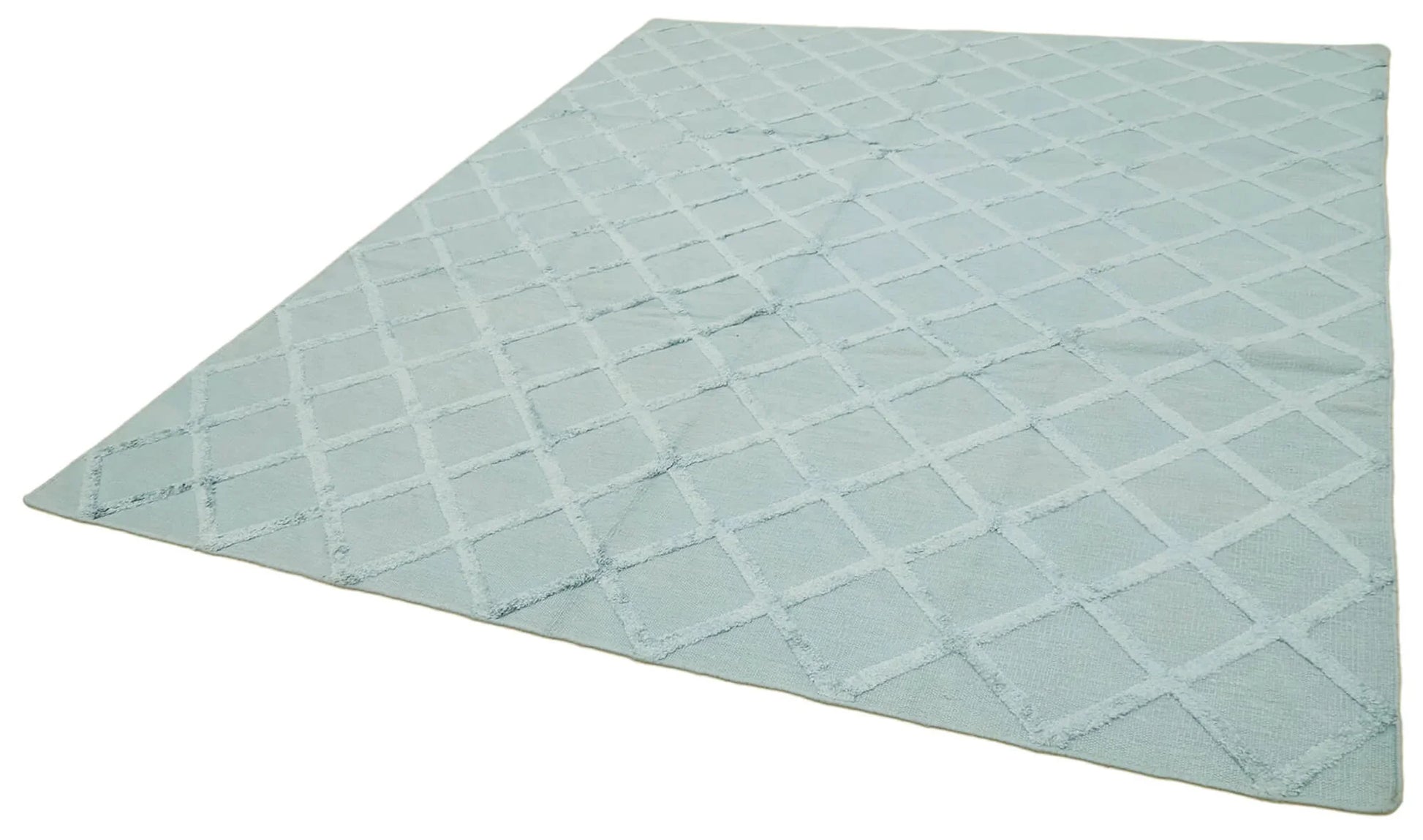 Nepal Geometric Mavi Geometrik Yün Pamuk El Dokuma Halısı 246x305 Agacan
