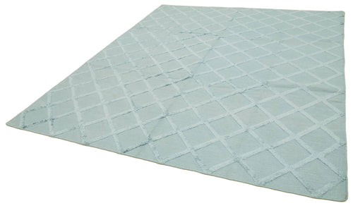 Nepal Geometric Mavi Geometrik Yün Pamuk El Dokuma Halısı 246x305 Agacan