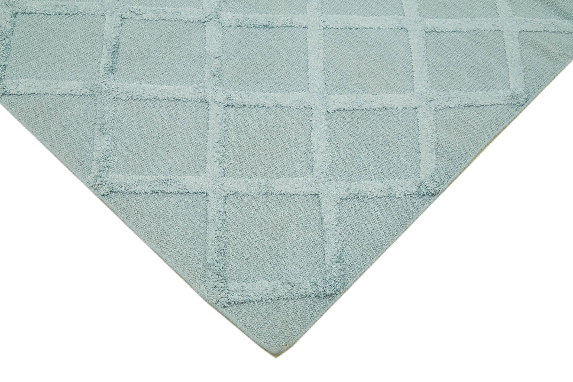 Nepal Geometric Mavi Geometrik Yün Pamuk El Dokuma Halısı 246x305 Agacan