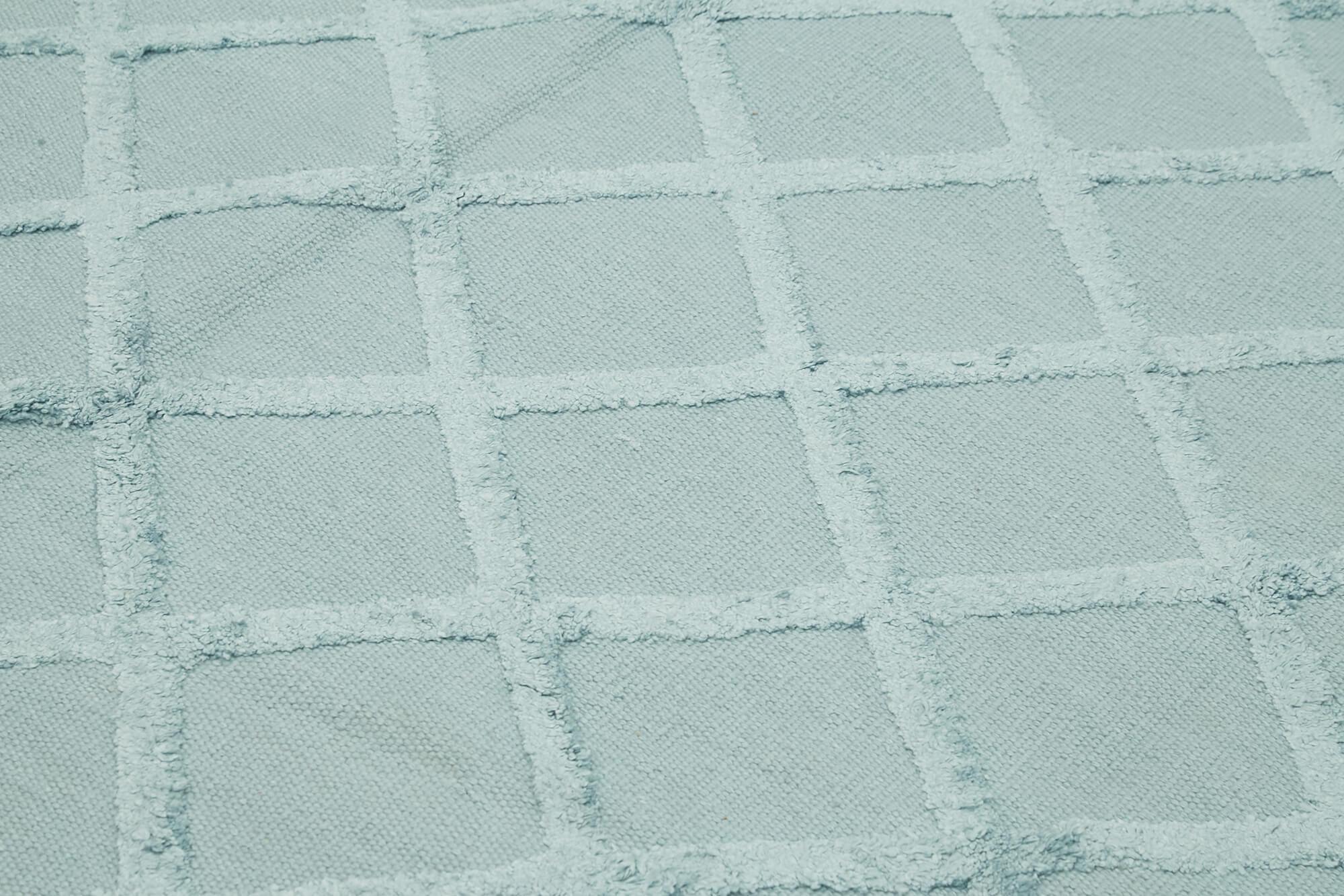 Nepal Geometric Mavi Geometrik Yün Pamuk El Dokuma Halısı 246x305 Agacan