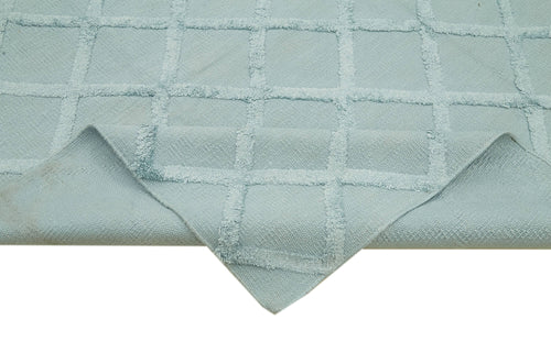 Nepal Geometric Mavi Geometrik Yün Pamuk El Dokuma Halısı 246x305 Agacan