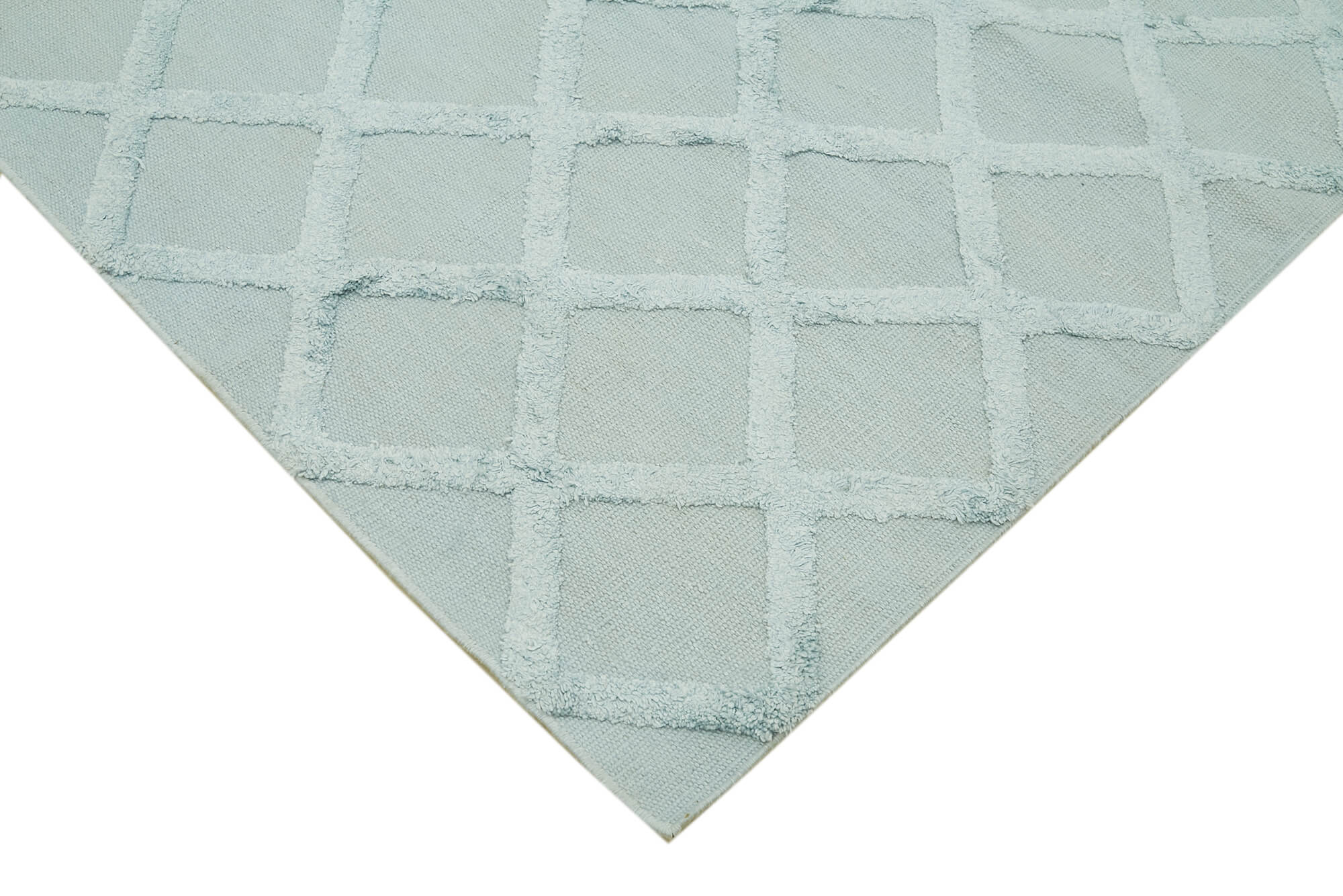 Nepal Geometric Mavi Geometrik Yün Pamuk El Dokuma Halısı 246x305 Agacan