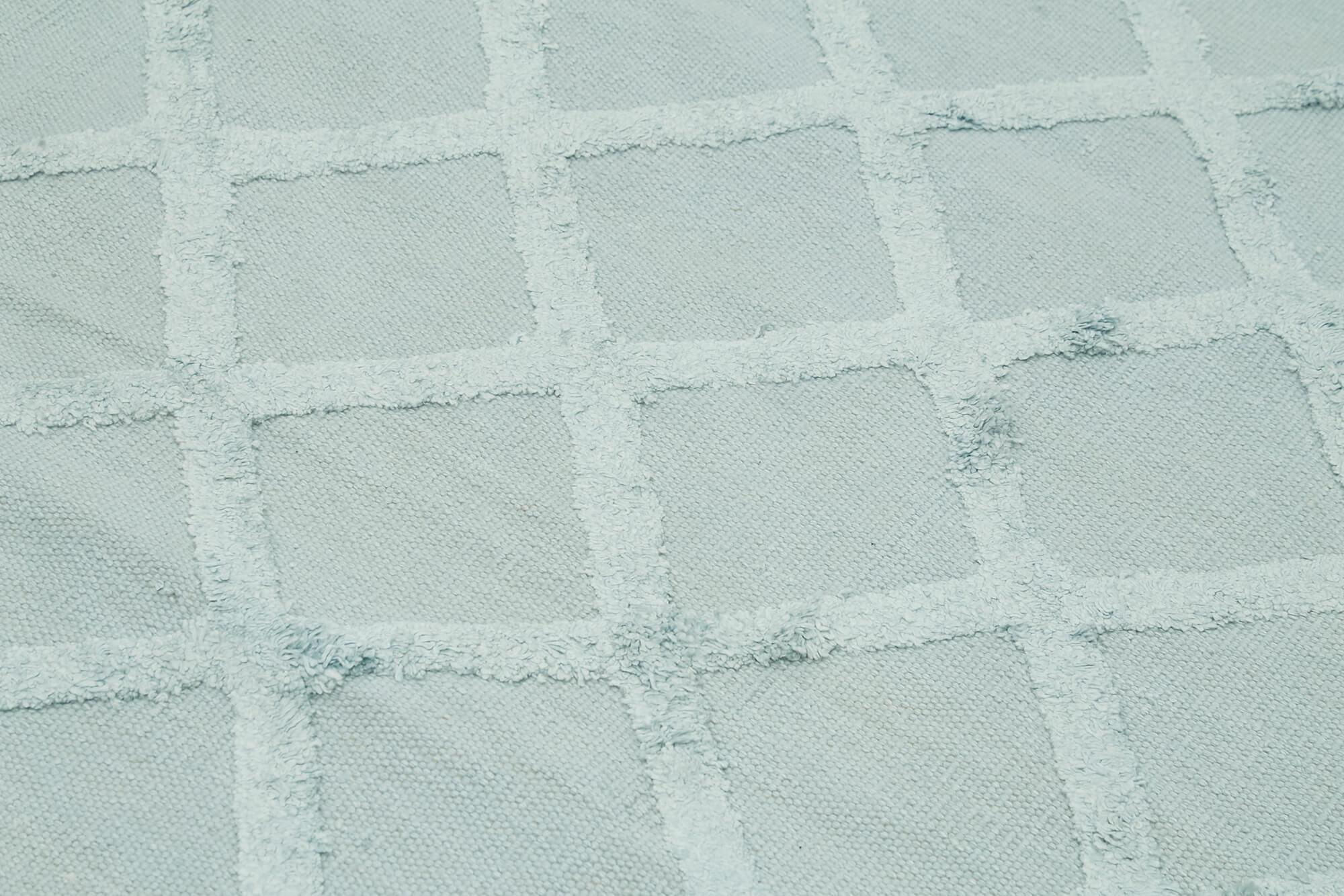 Nepal Geometric Mavi Geometrik Yün Pamuk El Dokuma Halısı 246x305 Agacan