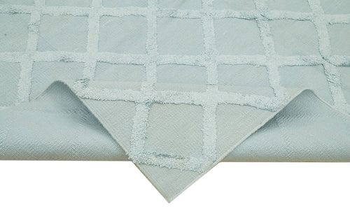 Nepal Geometric Mavi Geometrik Yün Pamuk El Dokuma Halısı 246x305 Agacan