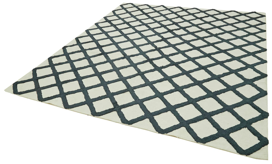 Nepal Geometric Bej Geometrik Yün Pamuk El Dokuma Halısı 246x305 Agacan
