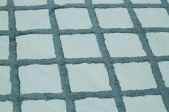 Nepal Geometric Mavi Geometrik Yün Pamuk El Dokuma Halısı 246x305 Agacan