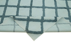 Nepal Geometric Mavi Geometrik Yün Pamuk El Dokuma Halısı 246x305 Agacan