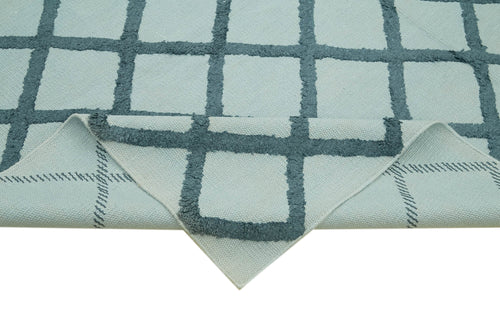 Nepal Geometric Mavi Geometrik Yün Pamuk El Dokuma Halısı 246x305 Agacan