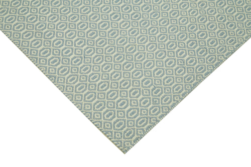 Nepal Geometric Mavi Geometrik Yün Pamuk El Dokuma Halısı 246x305 Agacan