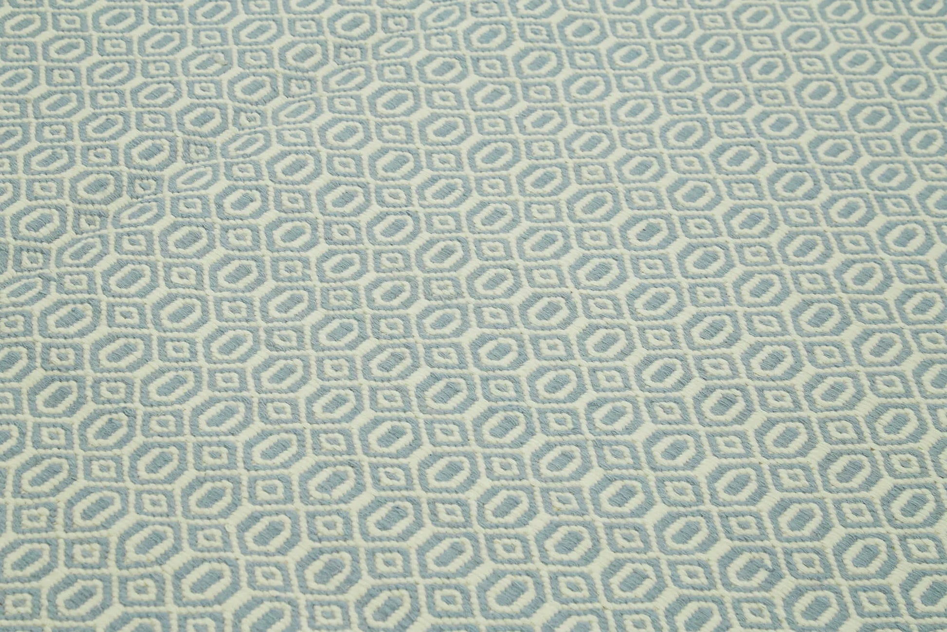 Nepal Geometric Mavi Geometrik Yün Pamuk El Dokuma Halısı 246x305 Agacan