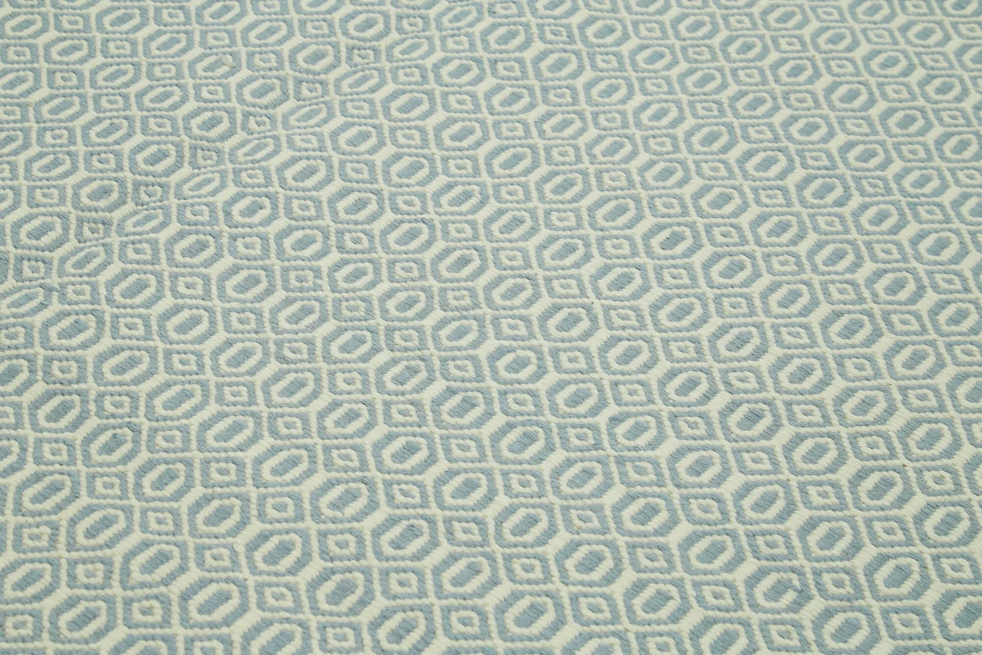 Nepal Geometric Mavi Geometrik Yün Pamuk El Dokuma Halısı 246x305 Agacan