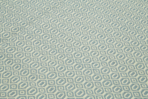 Nepal Geometric Mavi Geometrik Yün Pamuk El Dokuma Halısı 246x305 Agacan