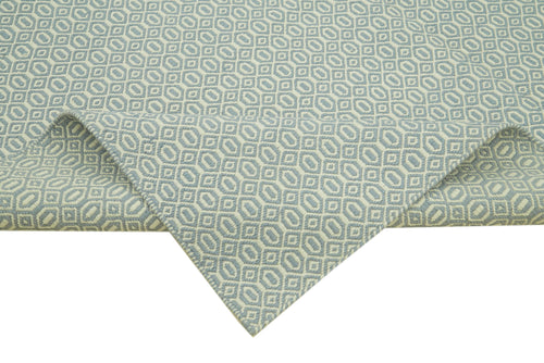 Nepal Geometric Mavi Geometrik Yün Pamuk El Dokuma Halısı 246x305 Agacan