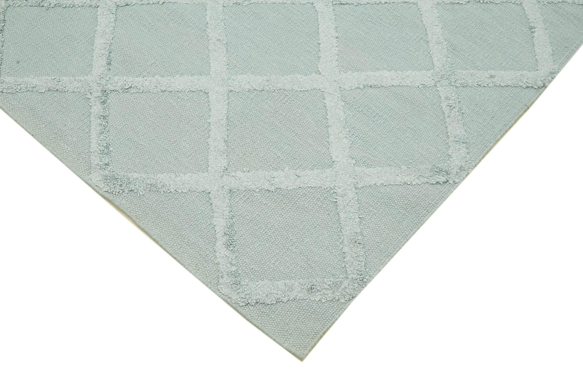 Nepal Geometric Mavi Geometrik Yün Pamuk El Dokuma Halısı 246x305 Agacan