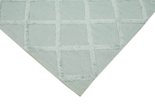 Nepal Geometric Mavi Geometrik Yün Pamuk El Dokuma Halısı 246x305 Agacan