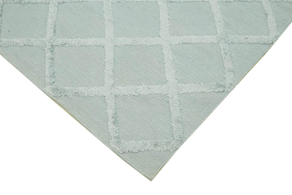 Nepal Geometric Mavi Geometrik Yün Pamuk El Dokuma Halısı 246x305 Agacan