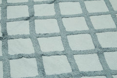 Nepal Geometric Mavi Geometrik Yün Pamuk El Dokuma Halısı 246x305 Agacan