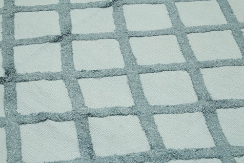 Nepal Geometric Mavi Geometrik Yün Pamuk El Dokuma Halısı 246x305 Agacan