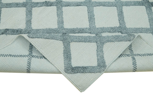 Nepal Geometric Mavi Geometrik Yün Pamuk El Dokuma Halısı 246x305 Agacan