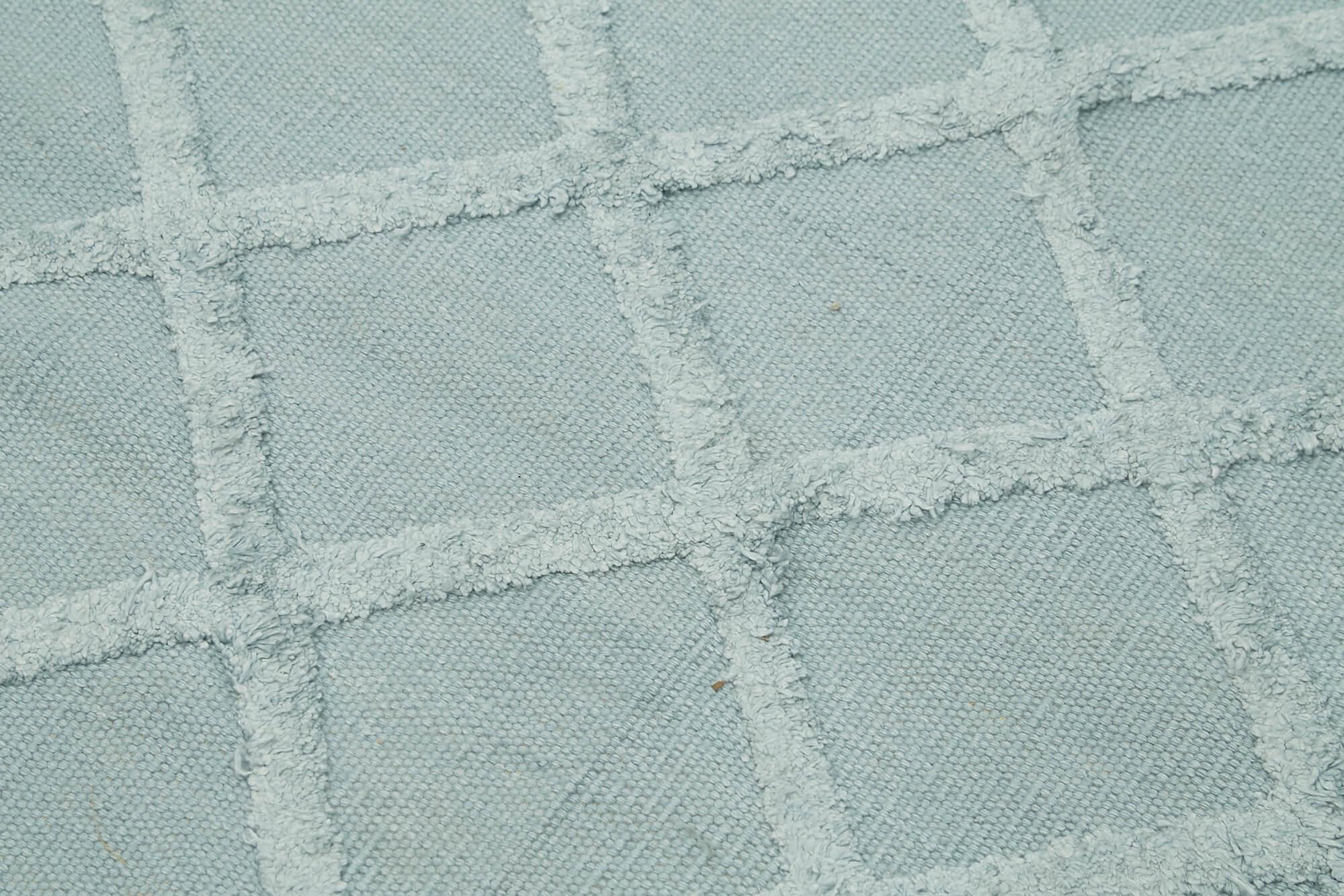 Nepal Geometric Mavi Geometrik Yün Pamuk El Dokuma Halısı 246x305 Agacan