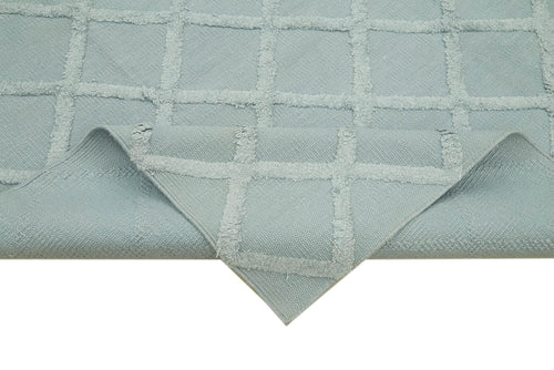 Nepal Geometric Mavi Geometrik Yün Pamuk El Dokuma Halısı 246x305 Agacan