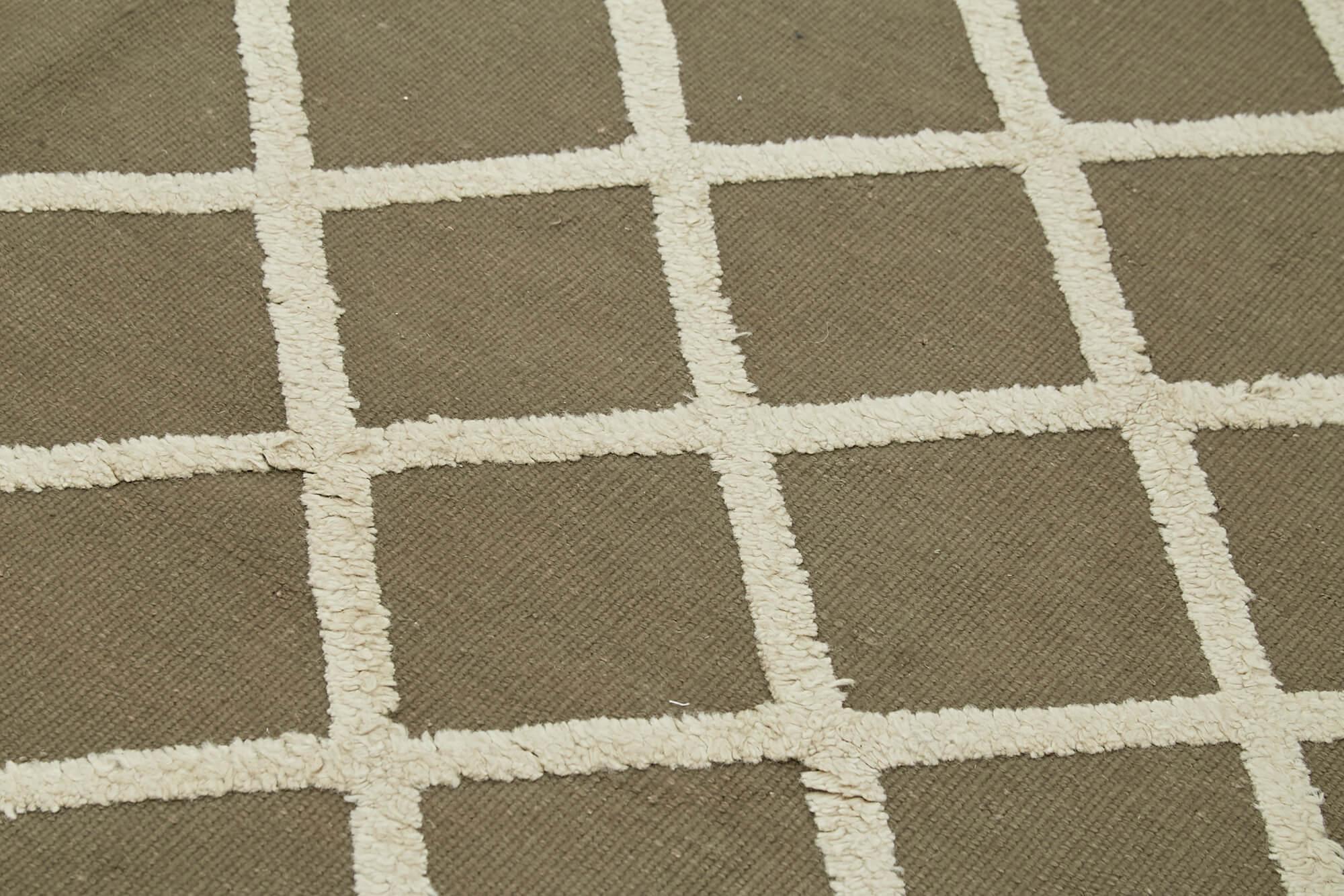 Nepal Geometric Kahverengi Geometrik Yün Pamuk El Dokuma Halısı 246x305 Agacan