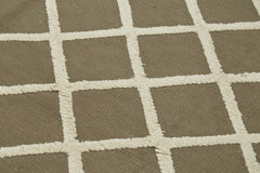 Nepal Geometric Kahverengi Geometrik Yün Pamuk El Dokuma Halısı 246x305 Agacan