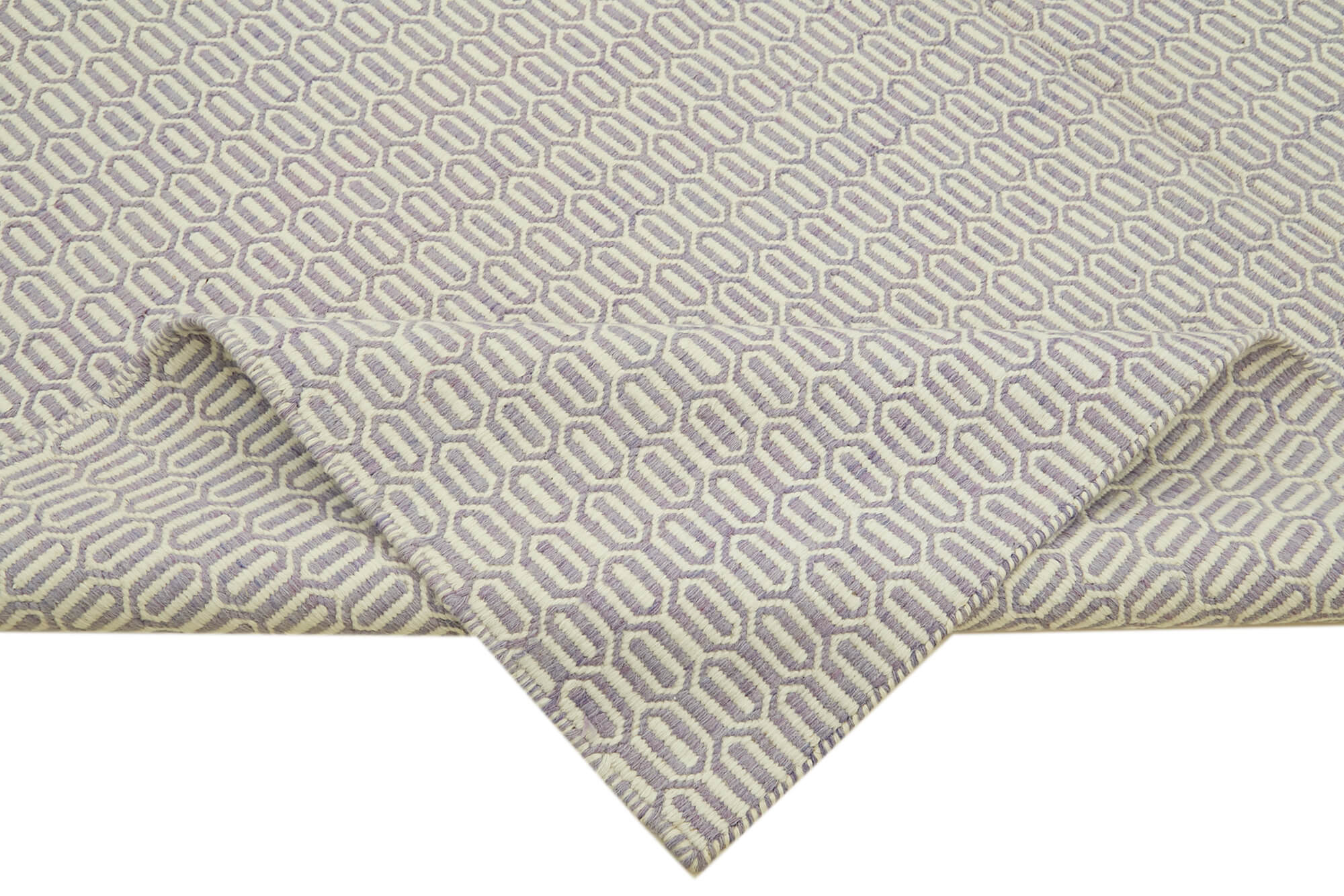 Nepal Geometric Mor Geometrik Yün Pamuk El Dokuma Halısı 246x305 Agacan