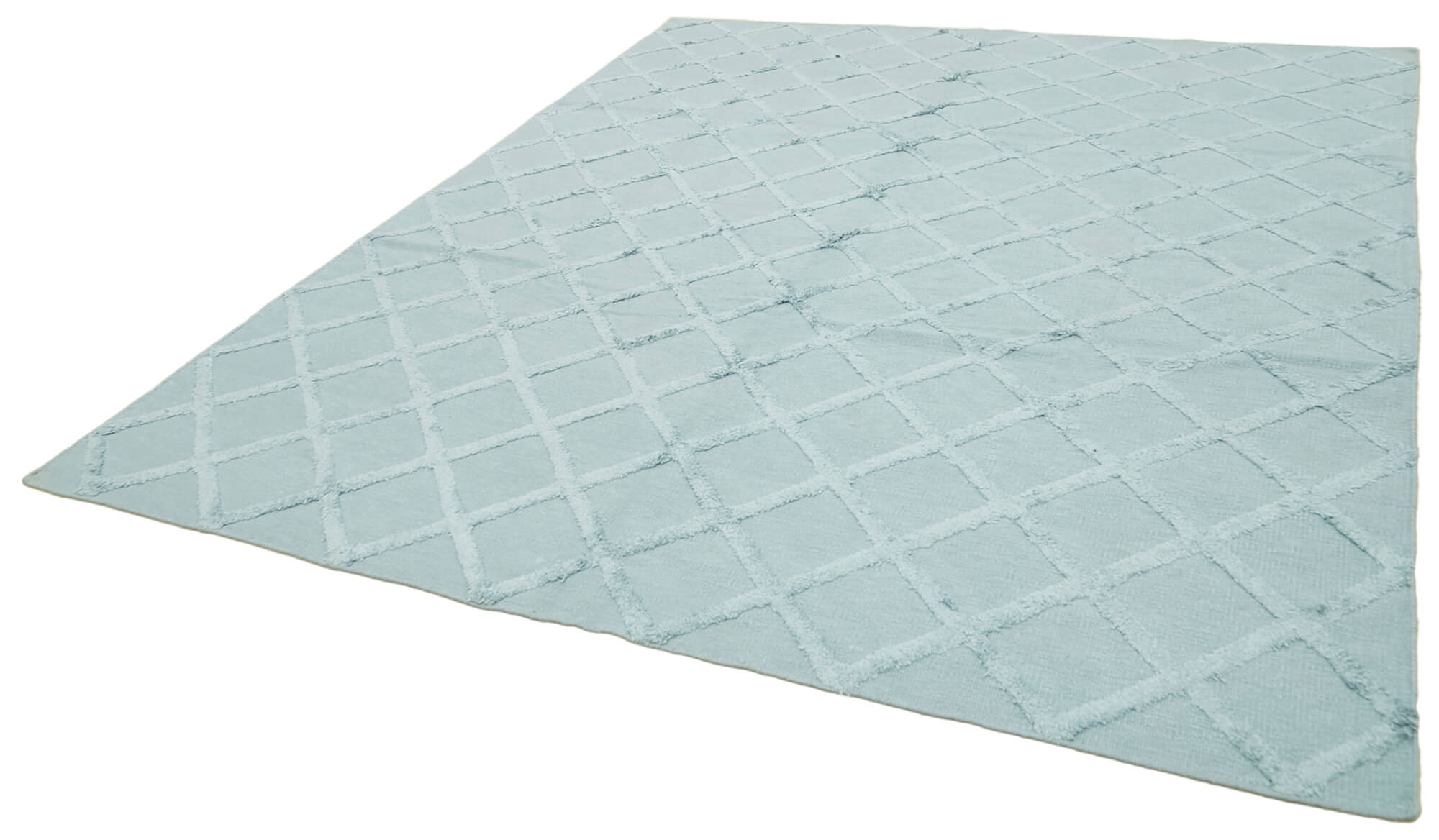 Nepal Geometric Mavi Geometrik Yün Pamuk El Dokuma Halısı 246x305 Agacan