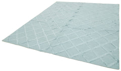 Nepal Geometric Mavi Geometrik Yün Pamuk El Dokuma Halısı 246x305 Agacan