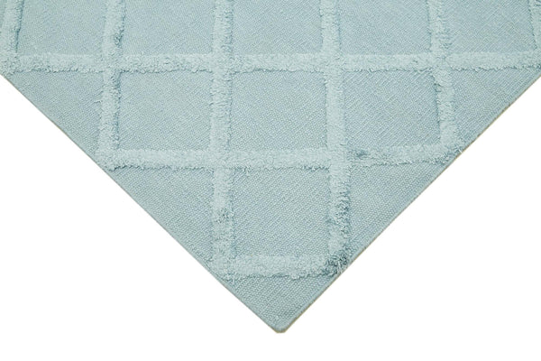 Nepal Geometric Mavi Geometrik Yün Pamuk El Dokuma Halısı 246x305 Agacan
