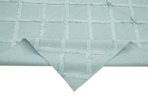 Nepal Geometric Mavi Geometrik Yün Pamuk El Dokuma Halısı 246x305 Agacan