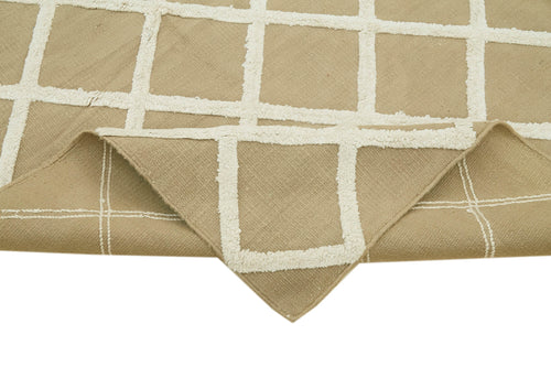 Nepal Geometric Bej Geometrik Yün Pamuk El Dokuma Halısı 244x305 Agacan