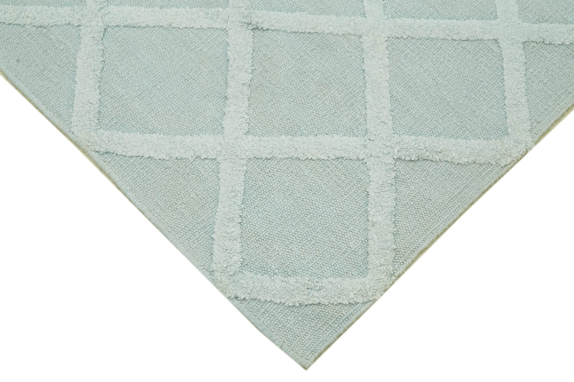 Nepal Geometric Mavi Geometrik Yün Pamuk El Dokuma Halısı 246x305 Agacan