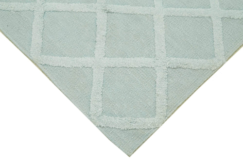 Nepal Geometric Mavi Geometrik Yün Pamuk El Dokuma Halısı 246x305 Agacan