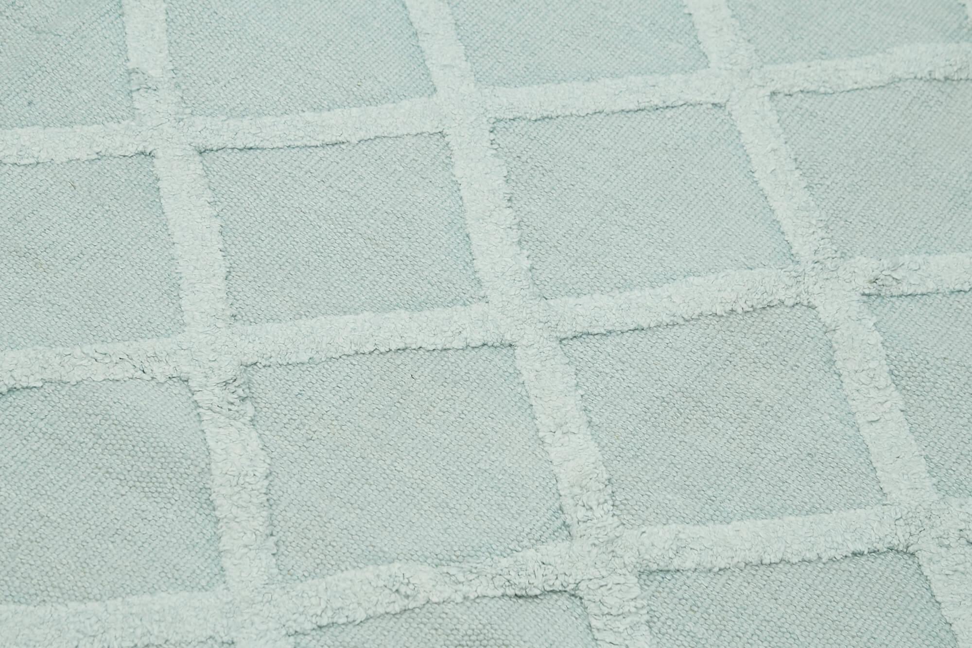 Nepal Geometric Mavi Geometrik Yün Pamuk El Dokuma Halısı 246x305 Agacan