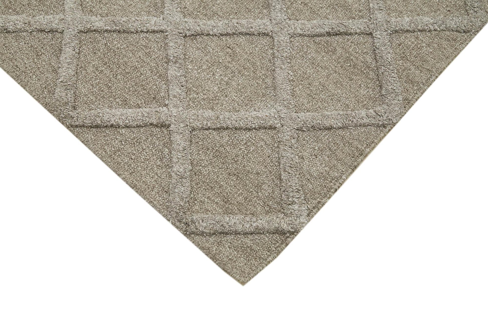 Nepal Geometric Gri Geometrik Yün Pamuk El Dokuma Halısı 246x305 Agacan