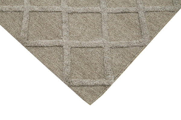 Nepal Geometric Gri Geometrik Yün Pamuk El Dokuma Halısı 246x305 Agacan